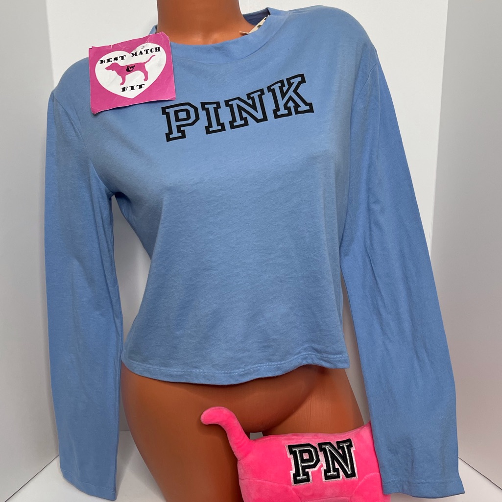Victoria’s Secret Pink Xs Logo Long-Sleeve Shirt Cropped Crewneck Super Soft